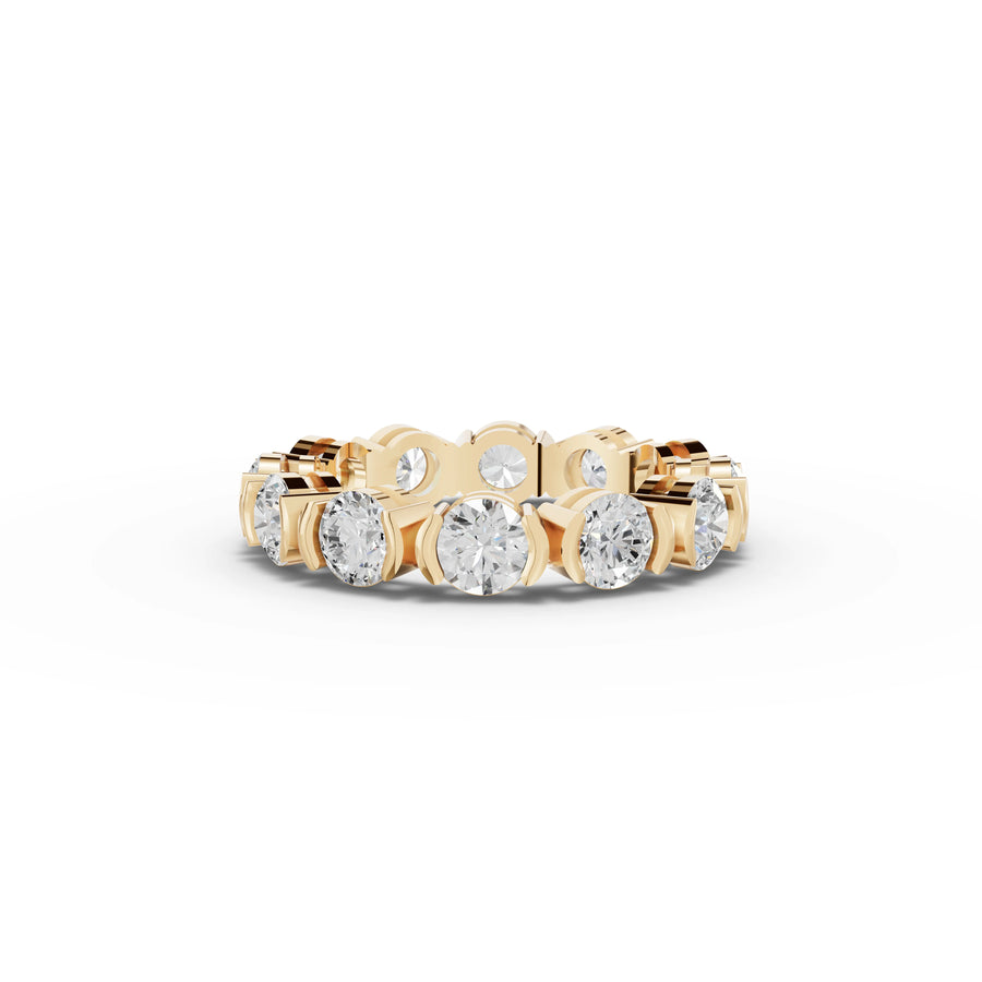 3.48 CT Round Bezel Set Full Eternity Lab Grown Diamond Band in yellow gold