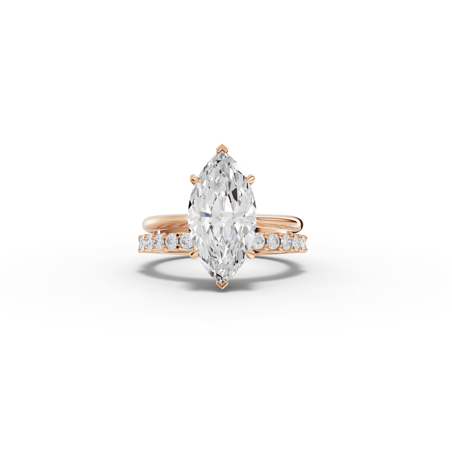 3.49 CT Marquise Lab Grown Diamond Bridal Ring Set in rose gold