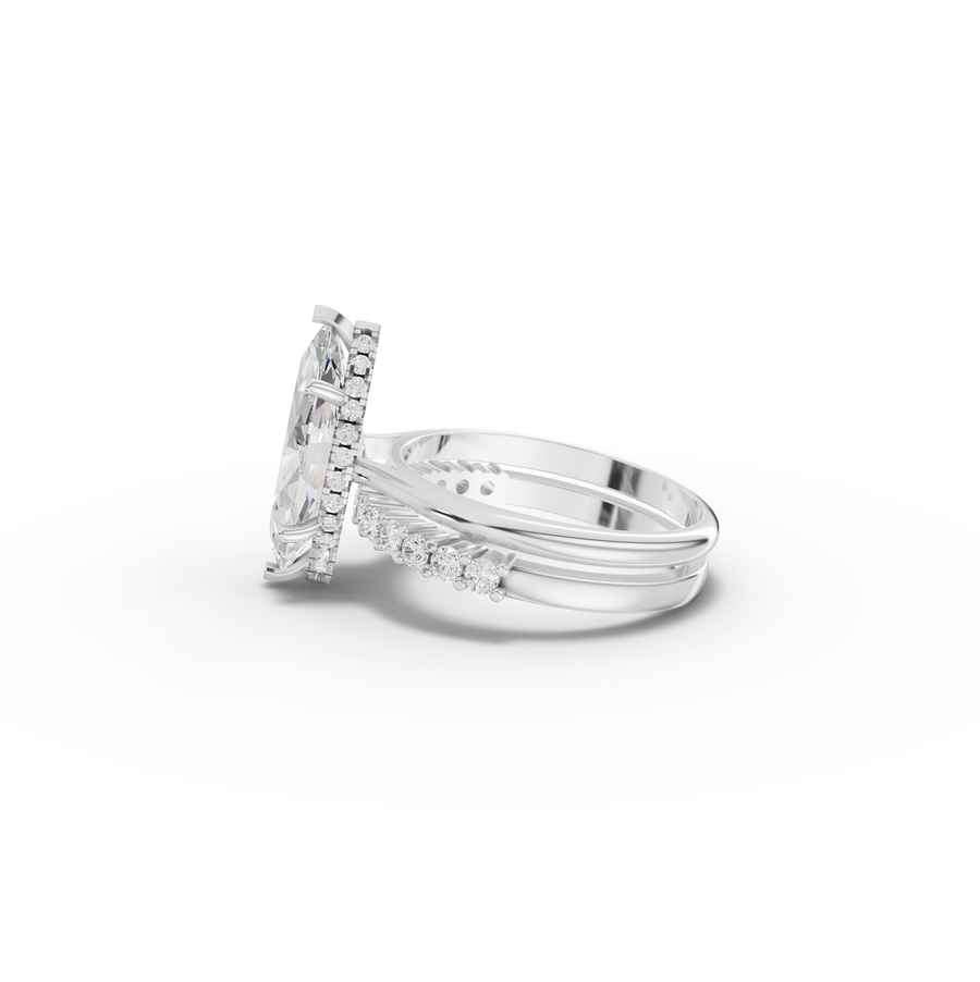 3.49 CT Marquise Lab Grown Diamond Bridal Ring Set