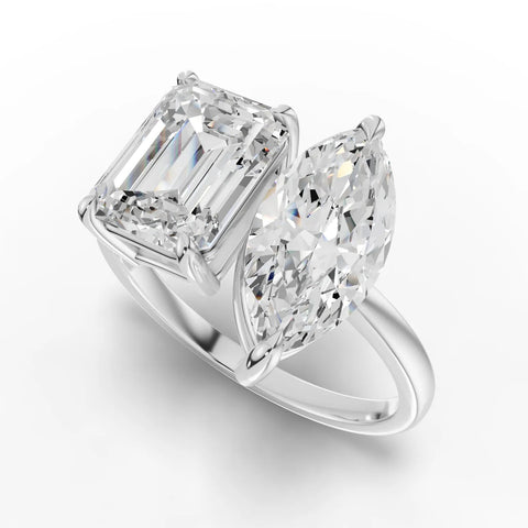 Emerald marquise toi et moi ring white gold angle
