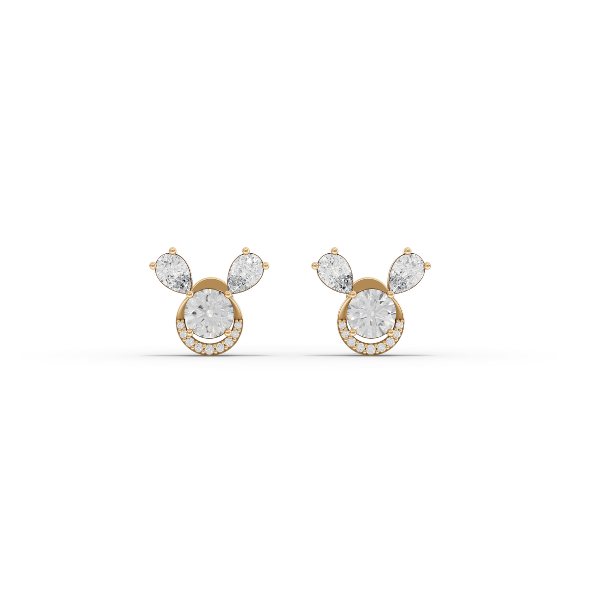 3.52 CT Round April Birthstone Lab Grown Diamond Stud Earrings in yellow gold