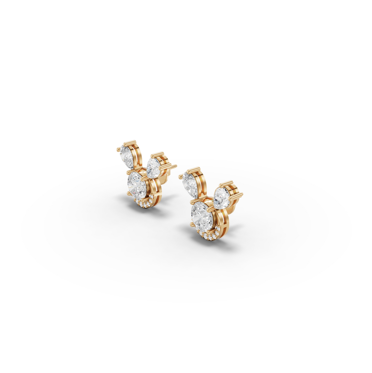 3.52 CT Round April Birthstone Lab Grown Diamond Stud Earrings, view 3