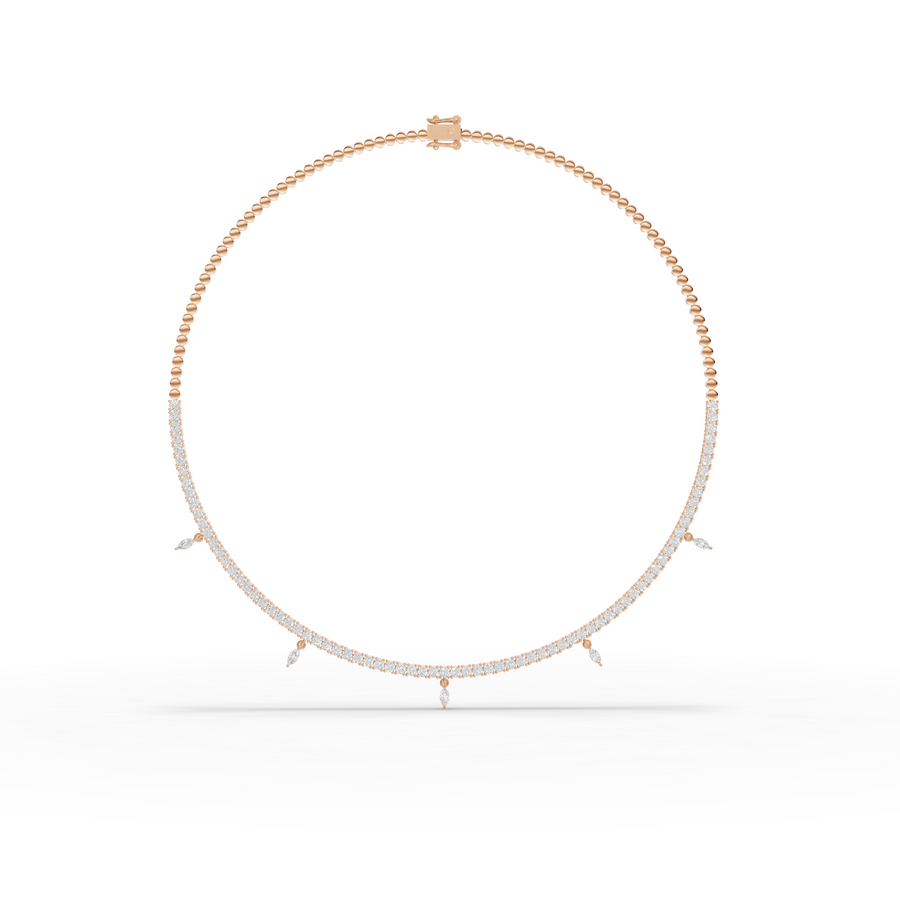 3.55 CT Marquise Drop Lab Grown Diamond Tennis Necklace in rose gold