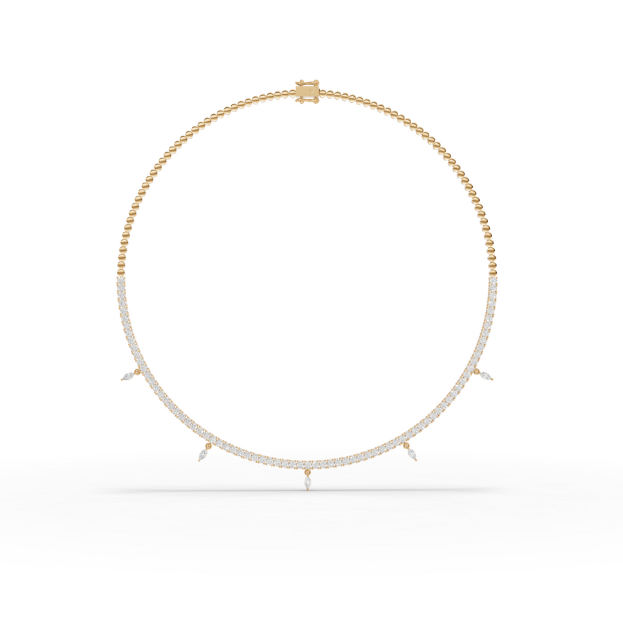 3.55 CT Marquise Drop Lab Grown Diamond Tennis Necklace in yellow gold