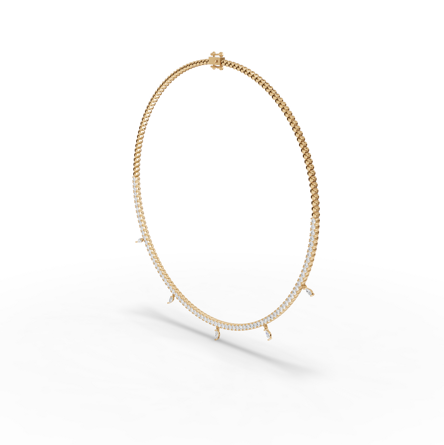 3.55 CT Marquise Drop Lab Grown Diamond Tennis Necklace, view 3
