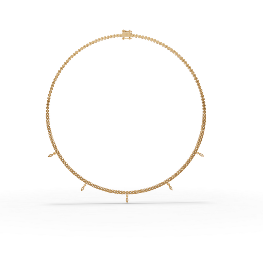 3.55 CT Marquise Drop Lab Grown Diamond Tennis Necklace, view 4