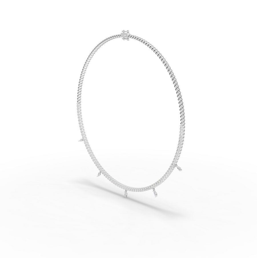 3.55 CT Marquise Drop Lab Grown Diamond Tennis Necklace