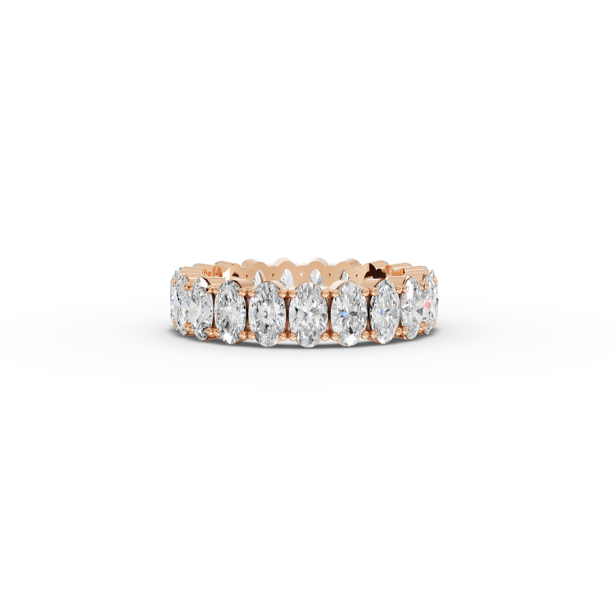 3.58 CT Oval Lab Grown Diamond Full Eternity Ring in rose gold