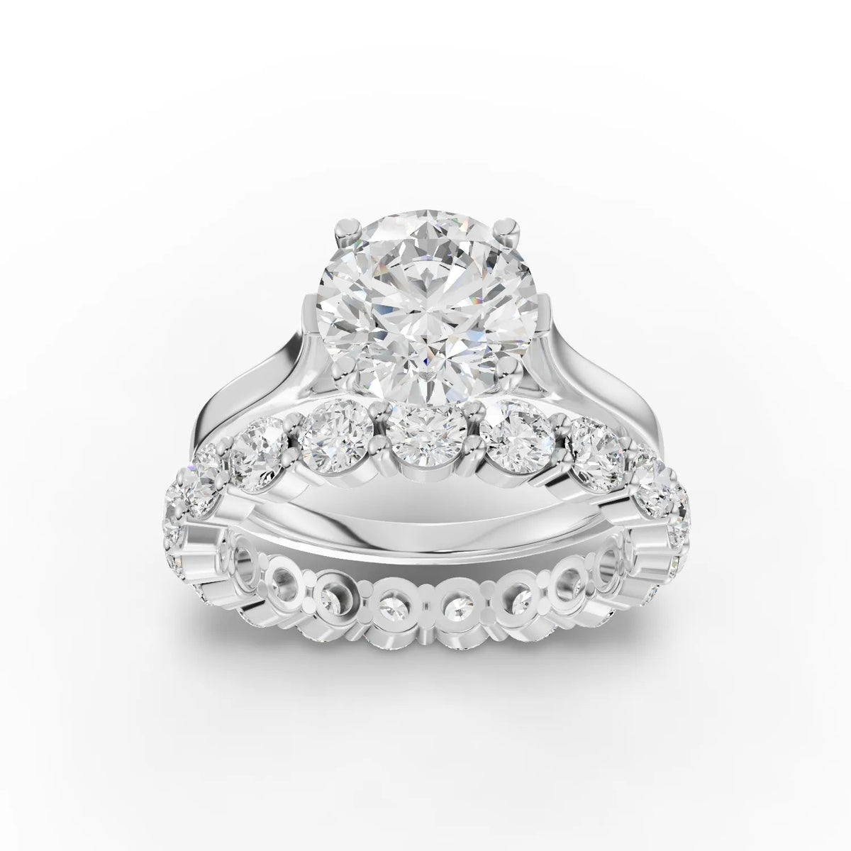 3.90 CT Round Solitaire Lab Grown Diamond Bridal Set in white gold