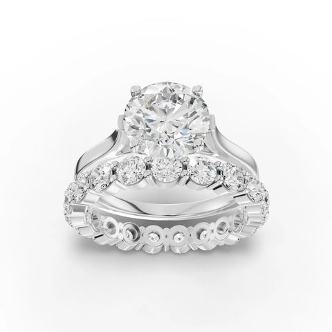 3.90 CT Round Solitaire Lab Grown Diamond Bridal Set in white gold