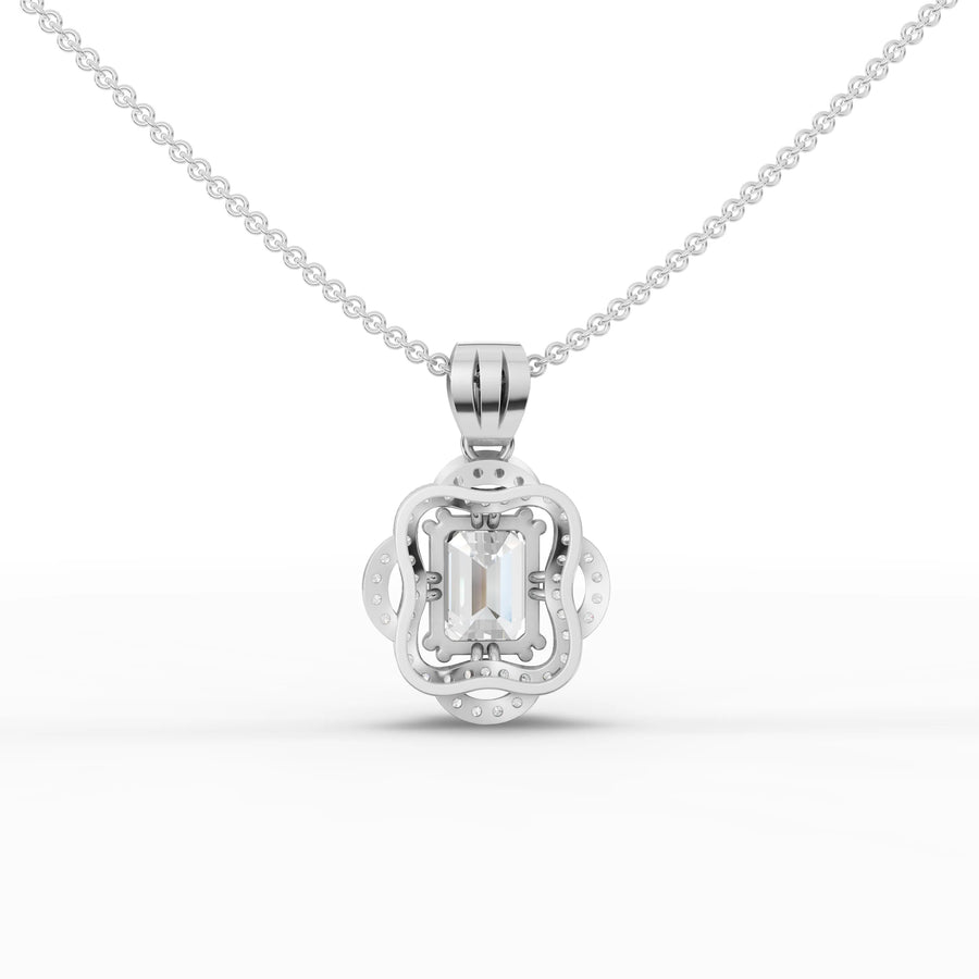 Emerald lab-grown pendant white gold close-up
