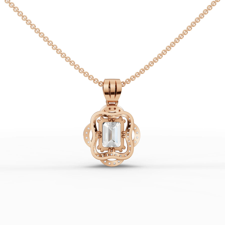 Emerald lab-grown pendant rose gold close-up