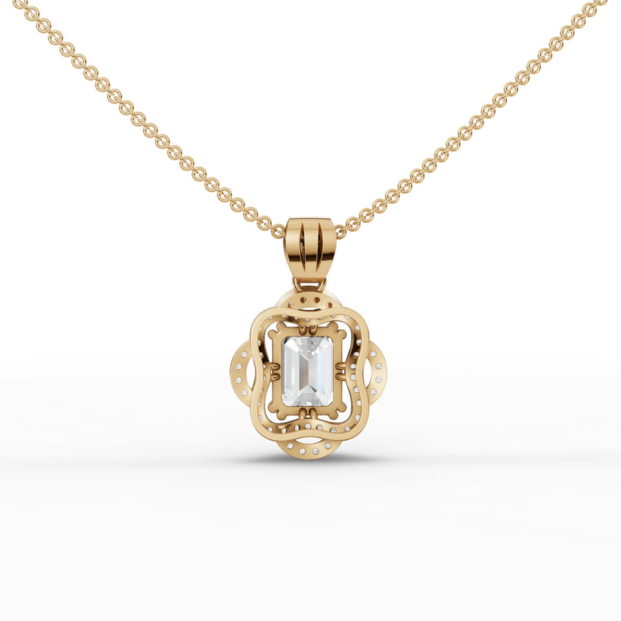 Emerald lab-grown pendant yellow gold close-up