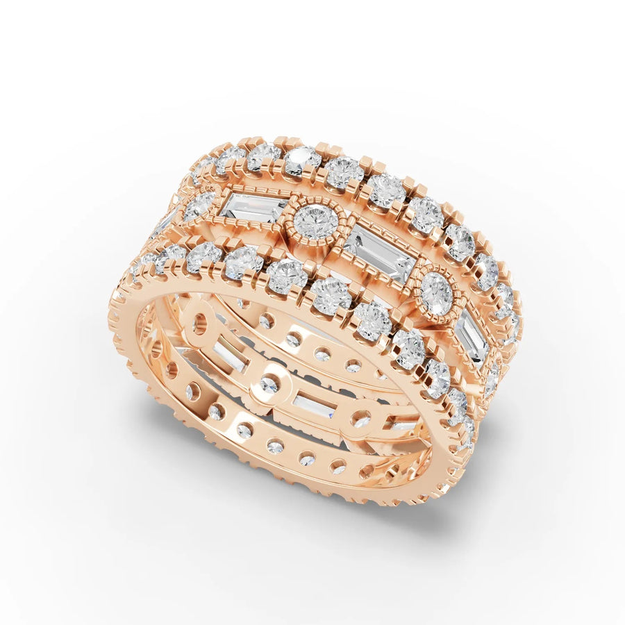 Diamond bridal set rose gold angle