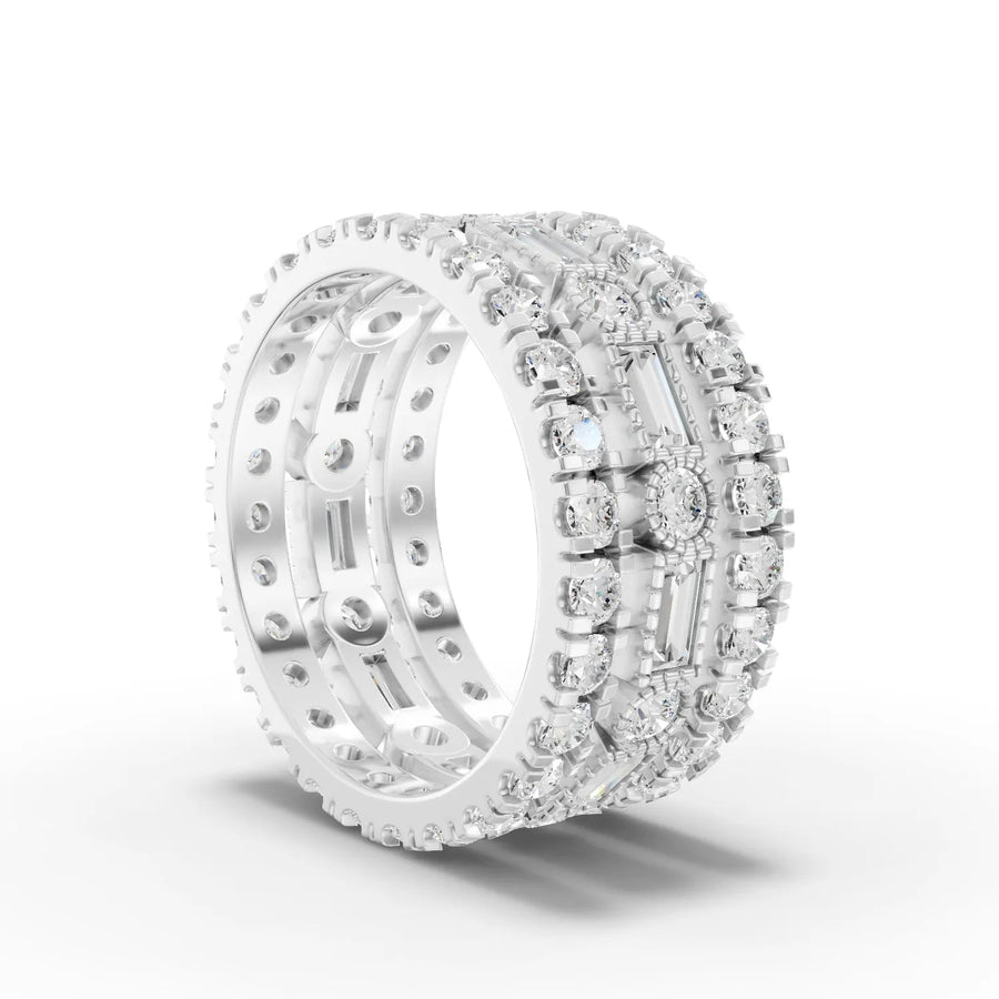 Lab-grown bridal set white gold close-up