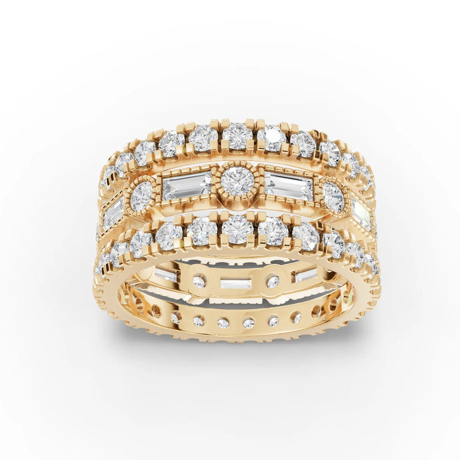 2.95 CT lab-grown diamond bridal set yellow gold top view