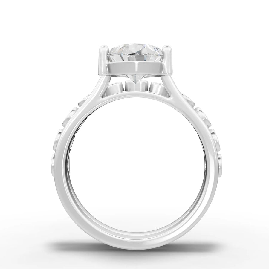Pear lab-grown bridal set white gold close-up