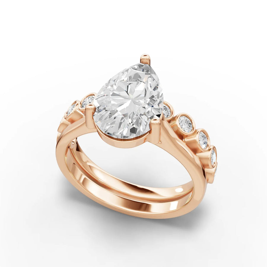 Pear bridal set rose gold angle
