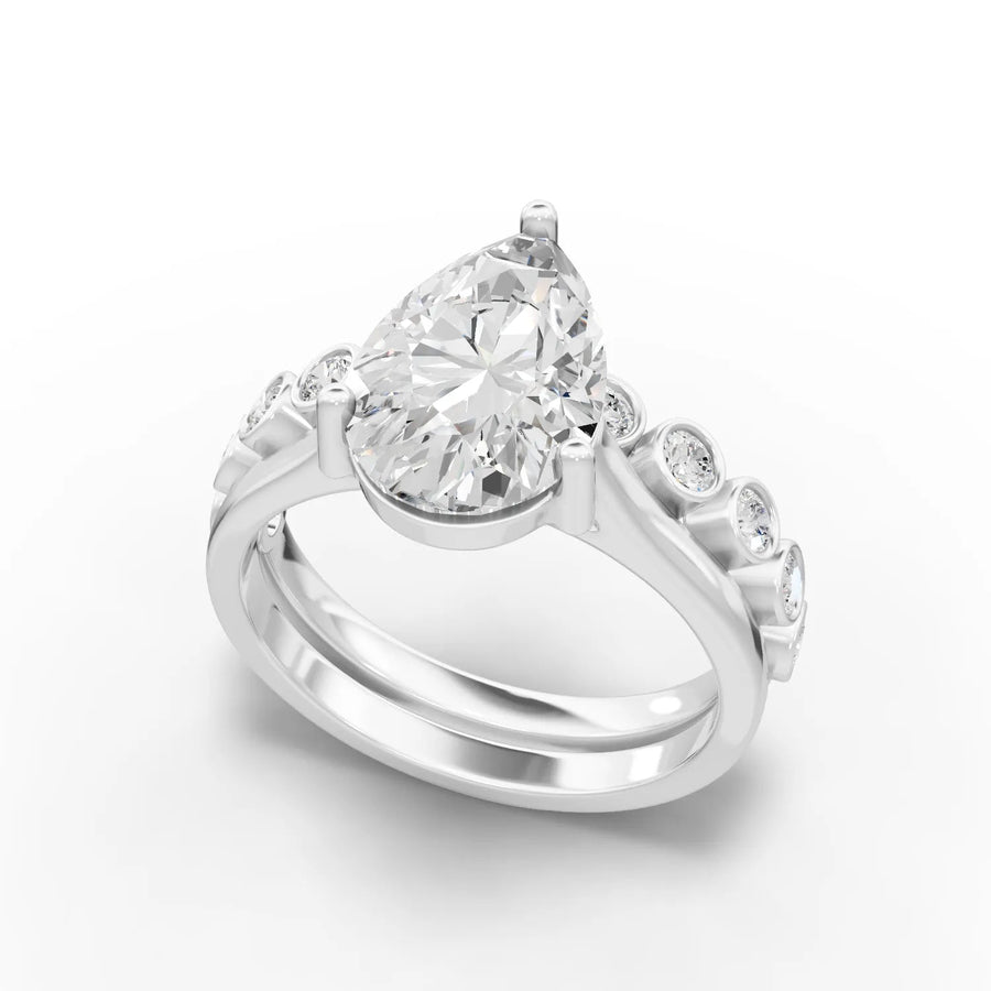 Pear bridal set white gold angle