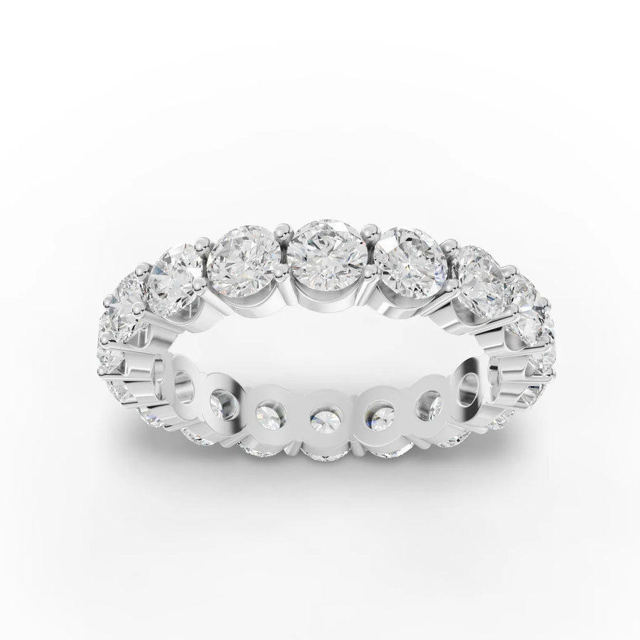 3.17 Ct round lab grown diamond full eternity ring in basket setting with continuous round brilliant diamonds