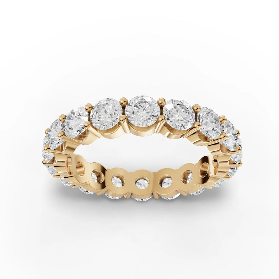 3.17 CT round lab-grown diamond eternity band yellow gold top view