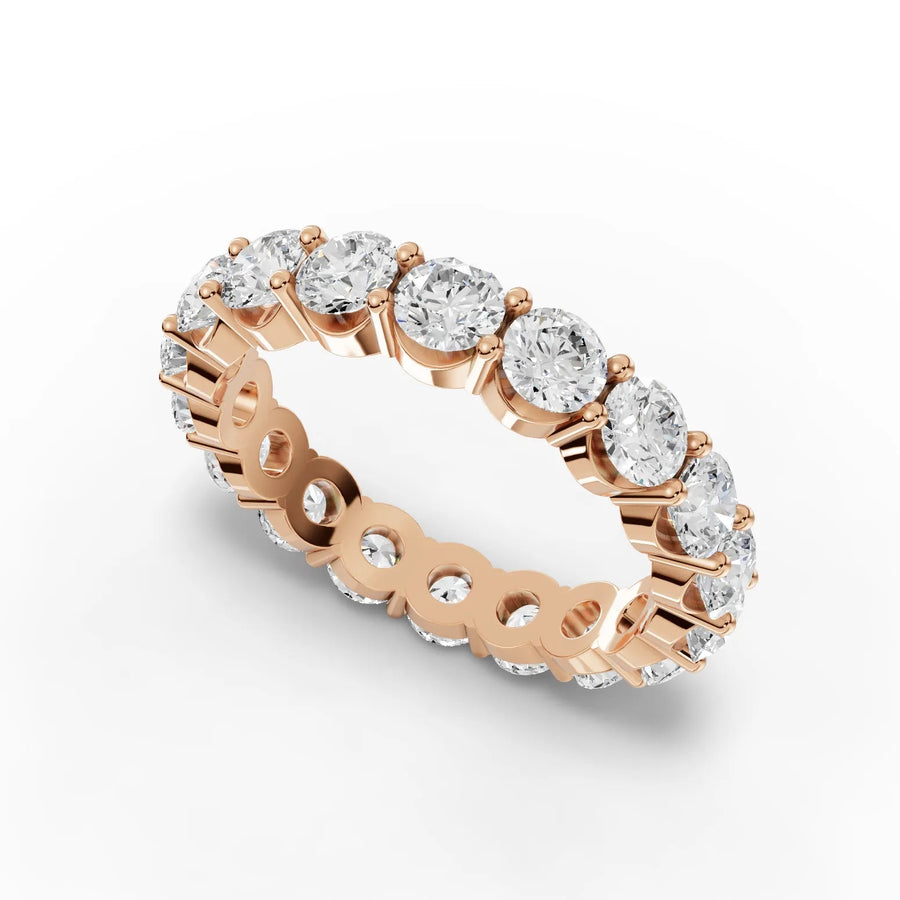 Round eternity band rose gold angle