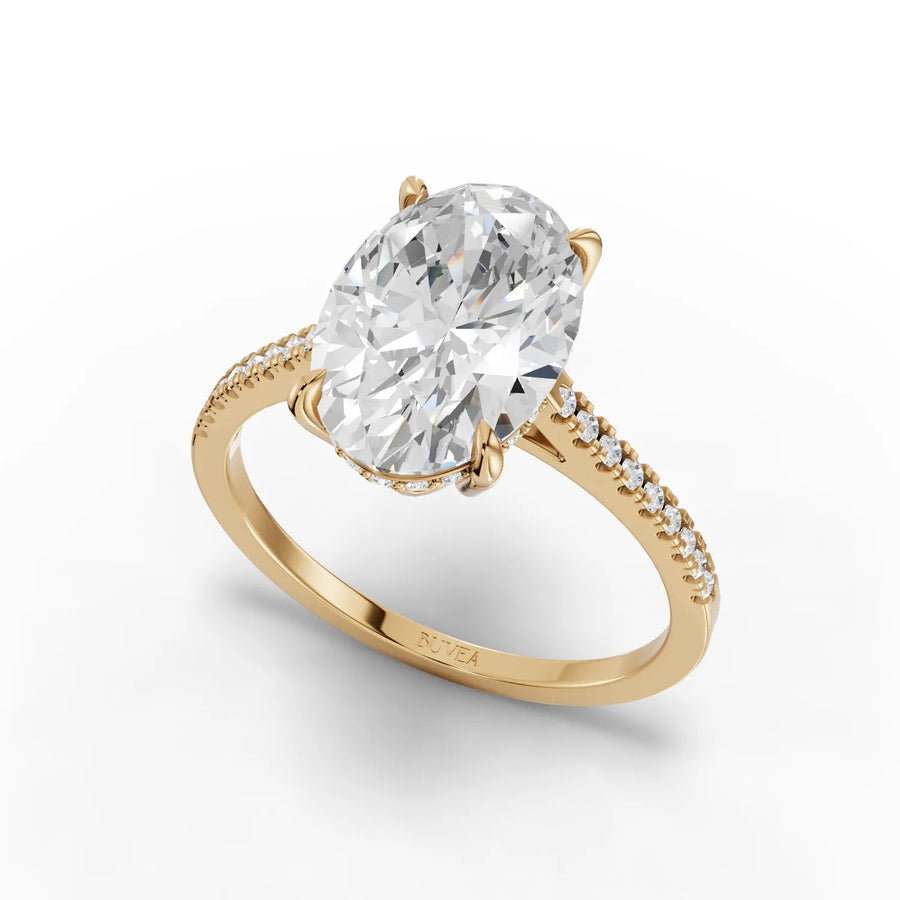 3.19 CT oval ring yellow gold angled profile