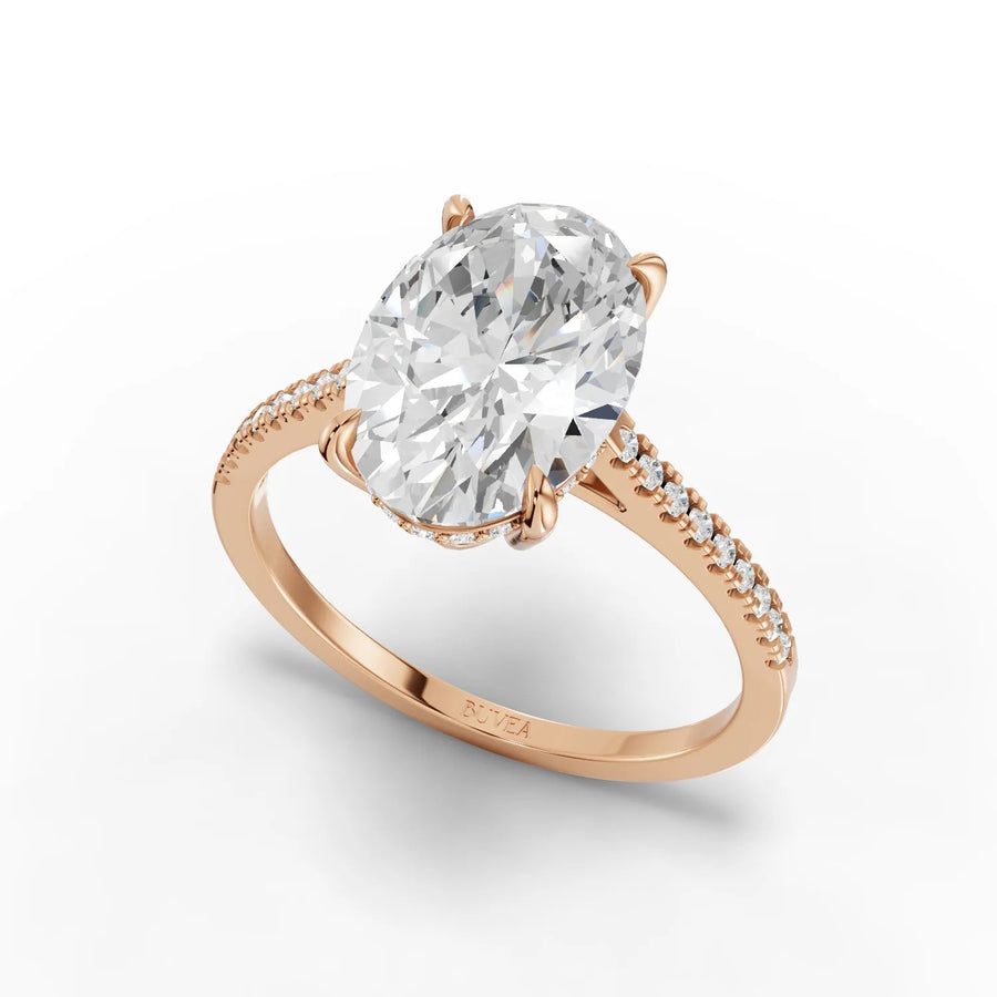 3.19 CT oval ring rose gold angled profile