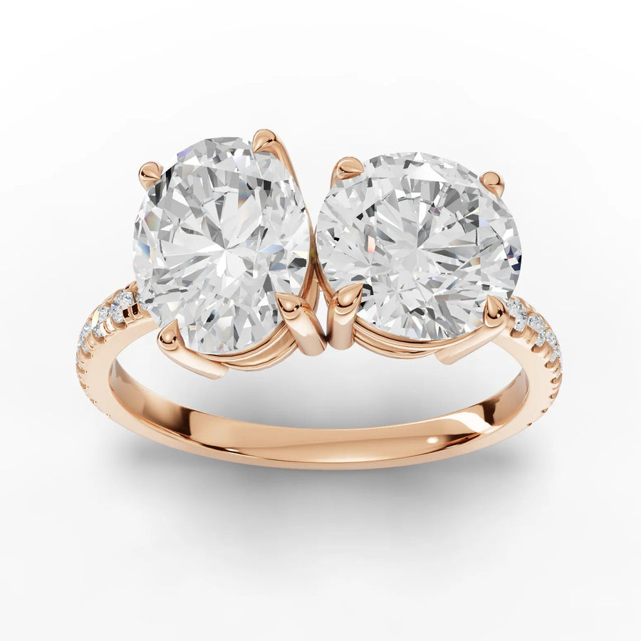 3.19 CT toi et moi lab-grown diamond ring rose gold top view