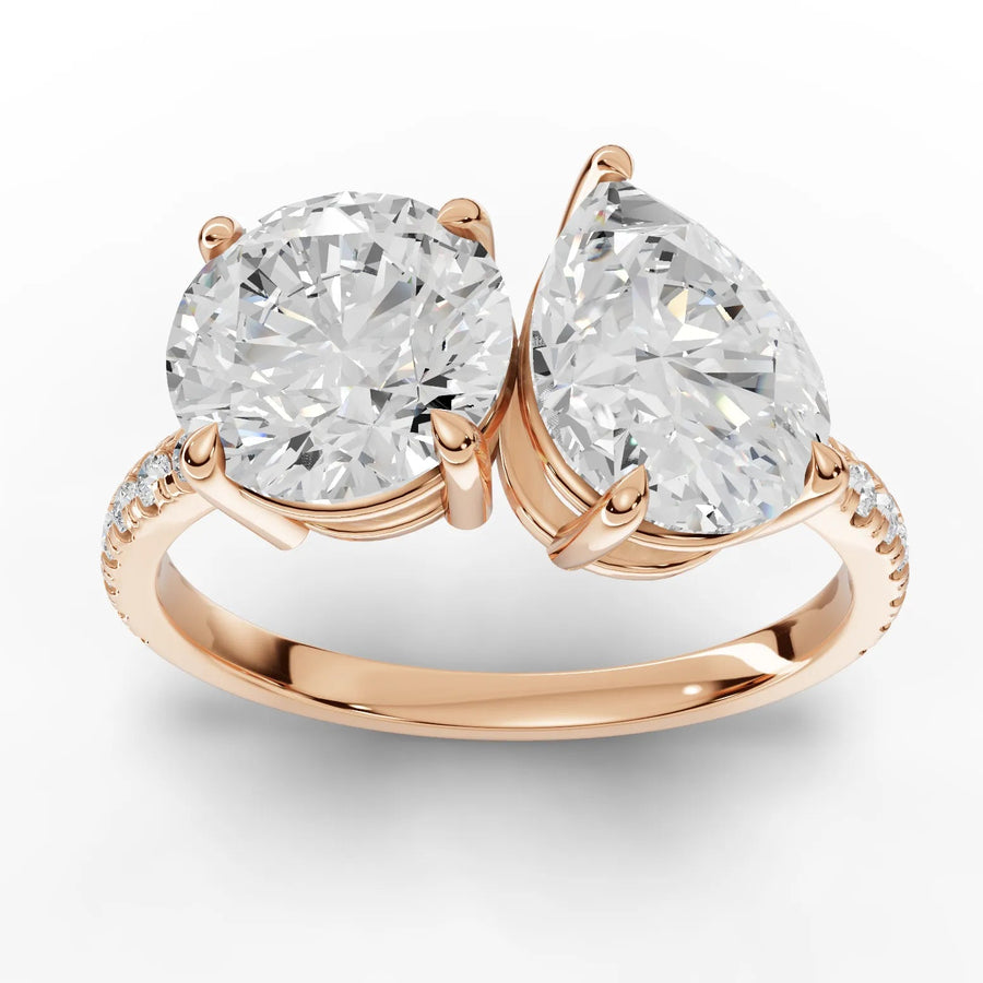 3.19 CT toi et moi lab-grown diamond ring rose gold top view