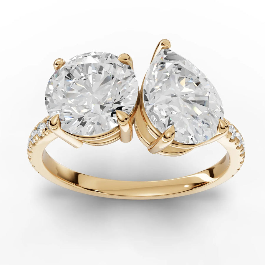 3.19 CT toi et moi lab-grown diamond ring yellow gold top view