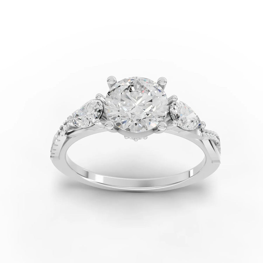 2.86 CT round lab-grown diamond engagement ring top view