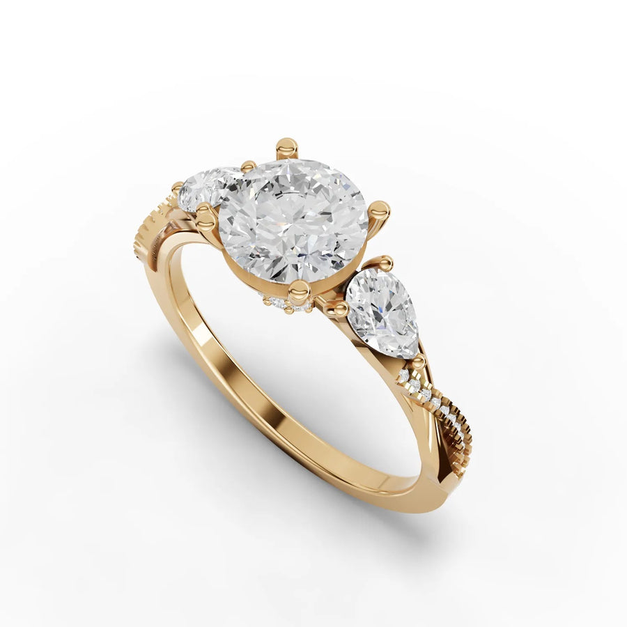 2.86 CT round lab-grown engagement ring yellow gold top