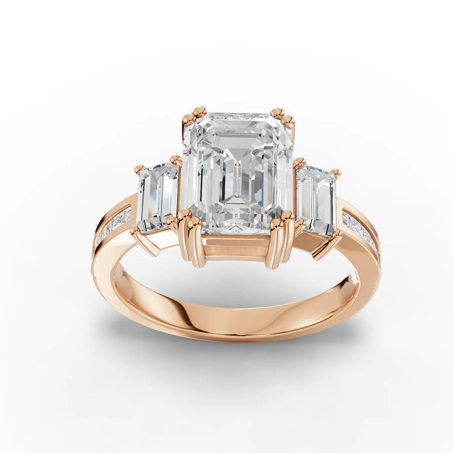 Rose gold emerald bridal set