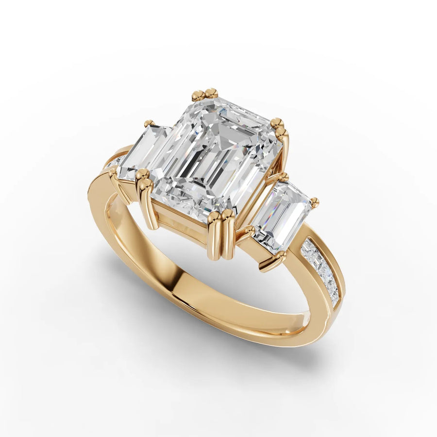 Yellow gold princess-cut halo detail