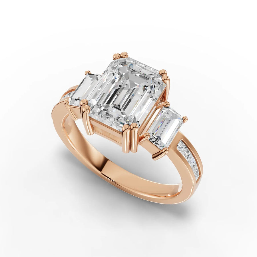 Rose gold prong and halo detail