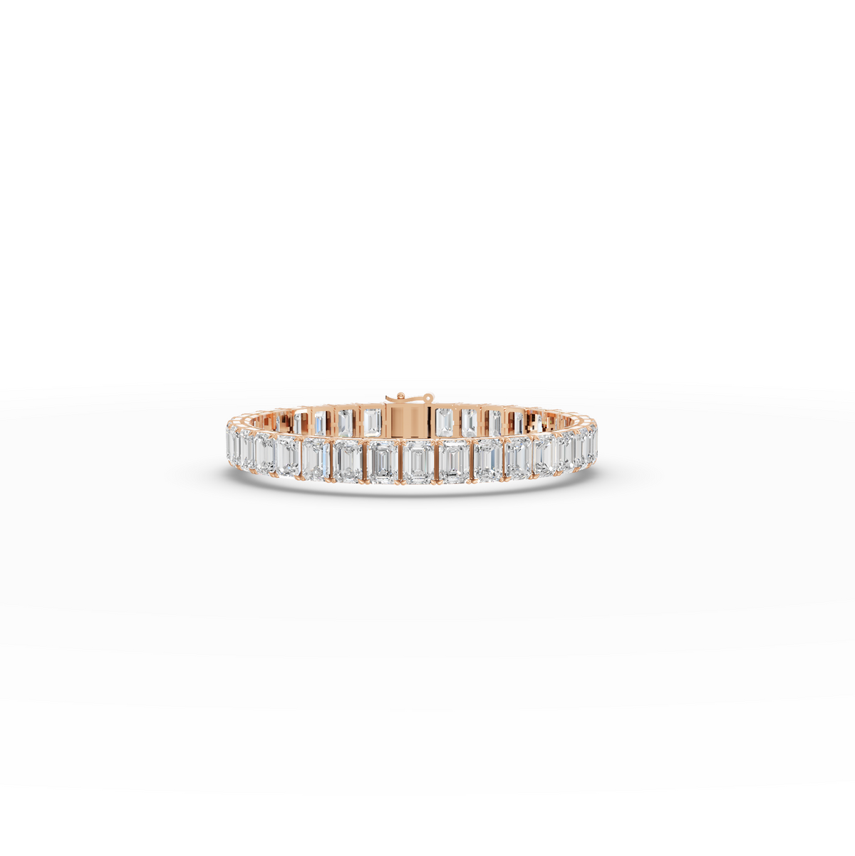 34.00 CT Emerald Lab Grown Diamond Tennis Bracelet in rose gold
