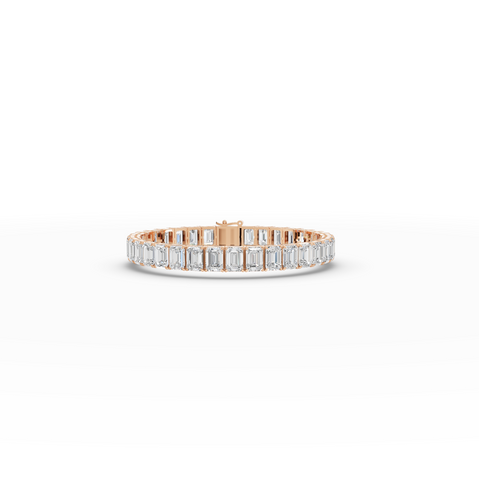 34.00 CT Emerald Lab Grown Diamond Tennis Bracelet in rose gold