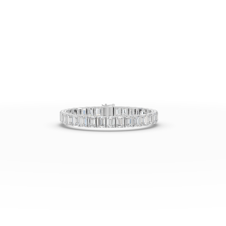 34.00 CT Emerald Lab Grown Diamond Tennis Bracelet in white gold