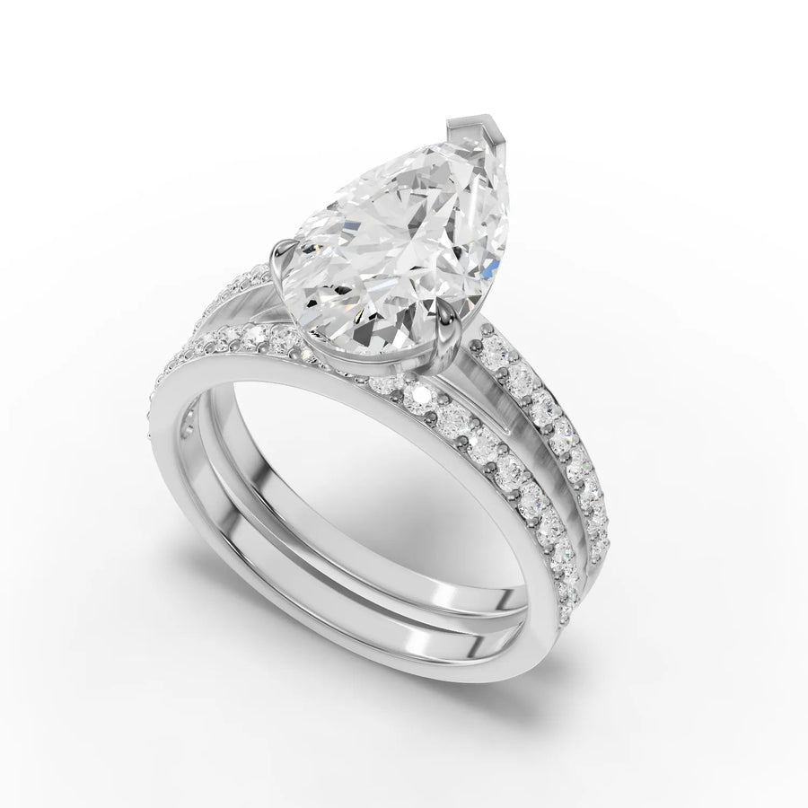 Pear pavé ring white gold angle