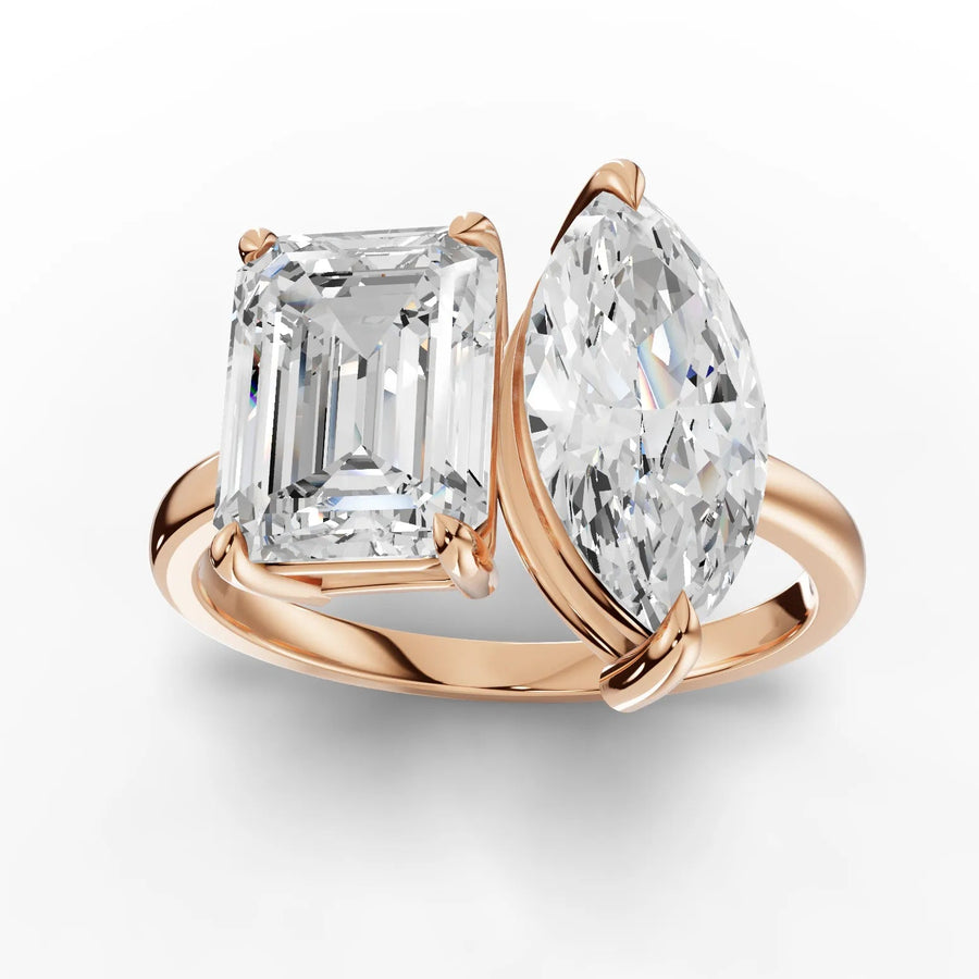3.50 CT toi et moi lab-grown diamond ring rose gold top view