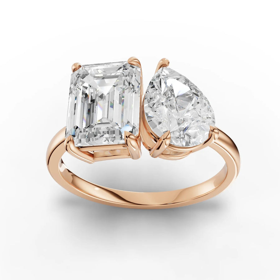 3.50 CT toi et moi lab-grown diamond ring rose gold top view
