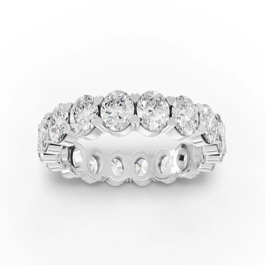2.68 Ct oval lab diamond full eternity ring with basket setting and matched oval stones all around