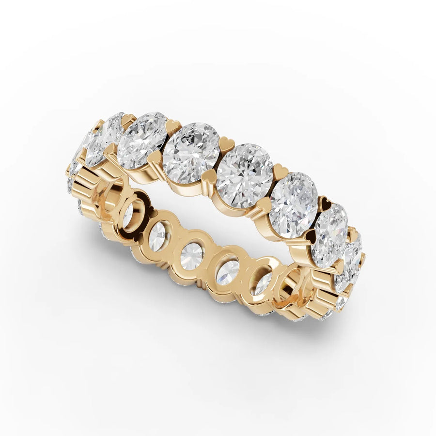 Oval eternity band yellow gold angle