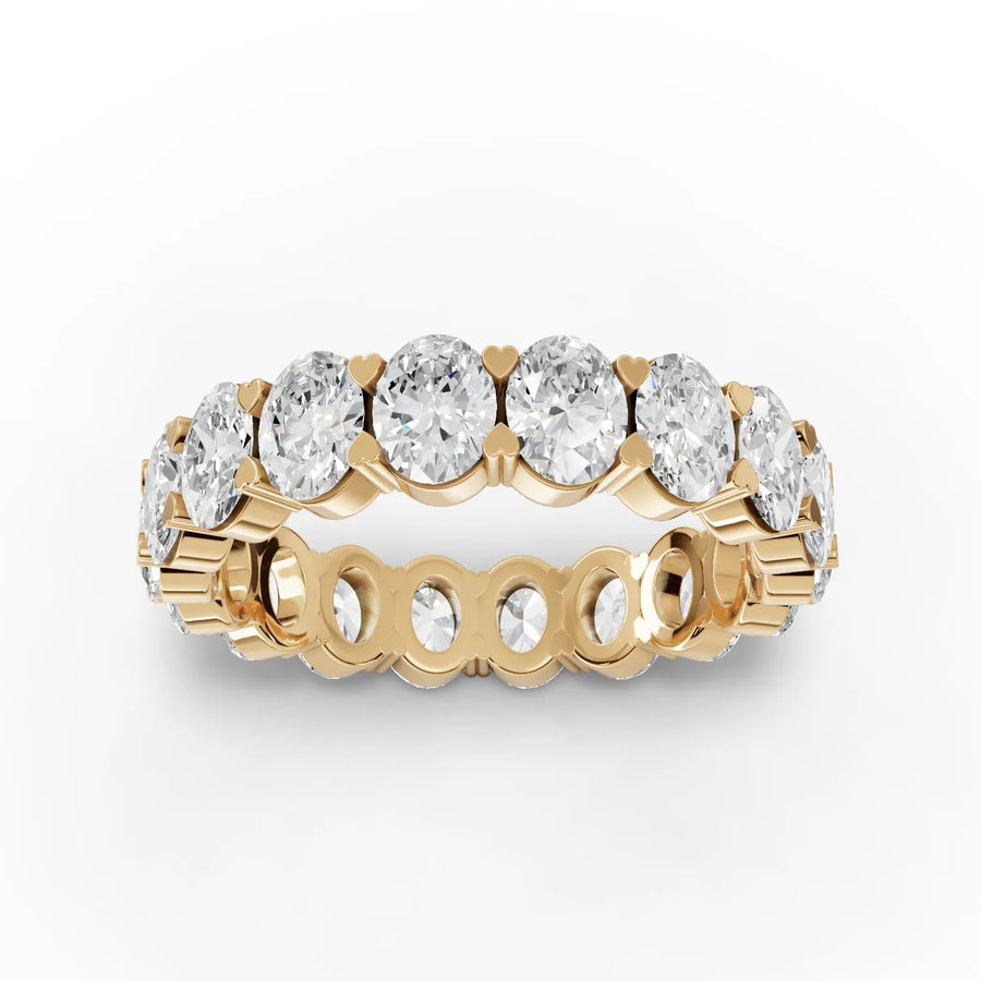 3.60 CT oval lab-grown diamond eternity band yellow gold top view