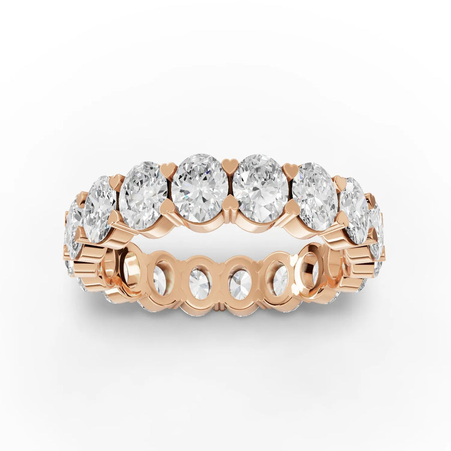 3.60 CT oval lab-grown diamond eternity band rose gold top view