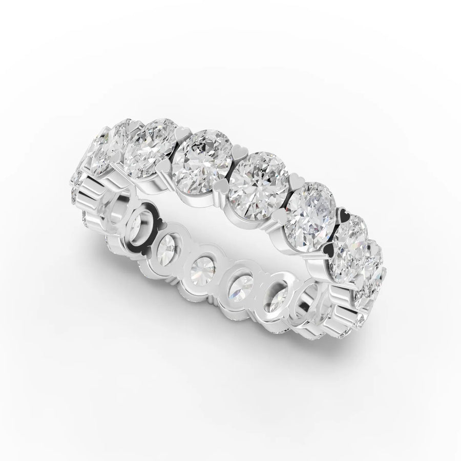 Oval eternity band white gold angle