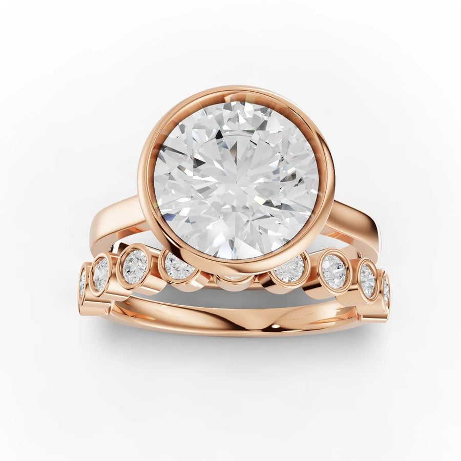 3.79 CT round lab-grown bridal set rose gold top view