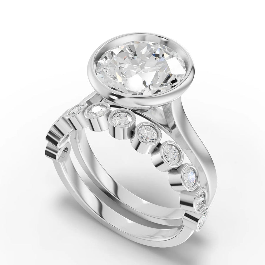 Round bridal set white gold angle