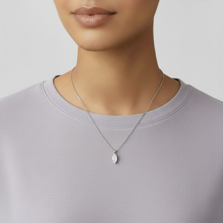 1.08 CT marquise lab-grown diamond pendant worn